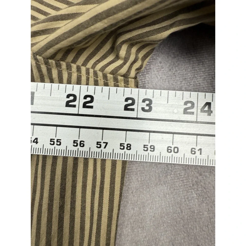 Hurley Shirt Mens XL Beige Brown Striped Button Up Long Sleeve Pocket Skater‎